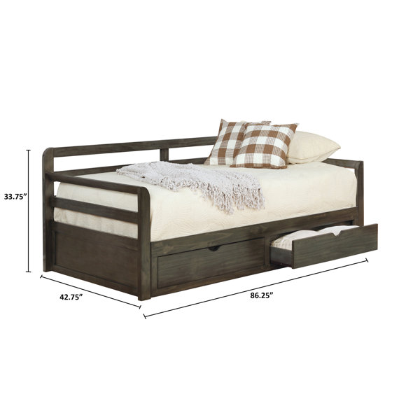 Gracie Oaks Ruchi ExtraLong Twin Daybed with Trundle Wayfair